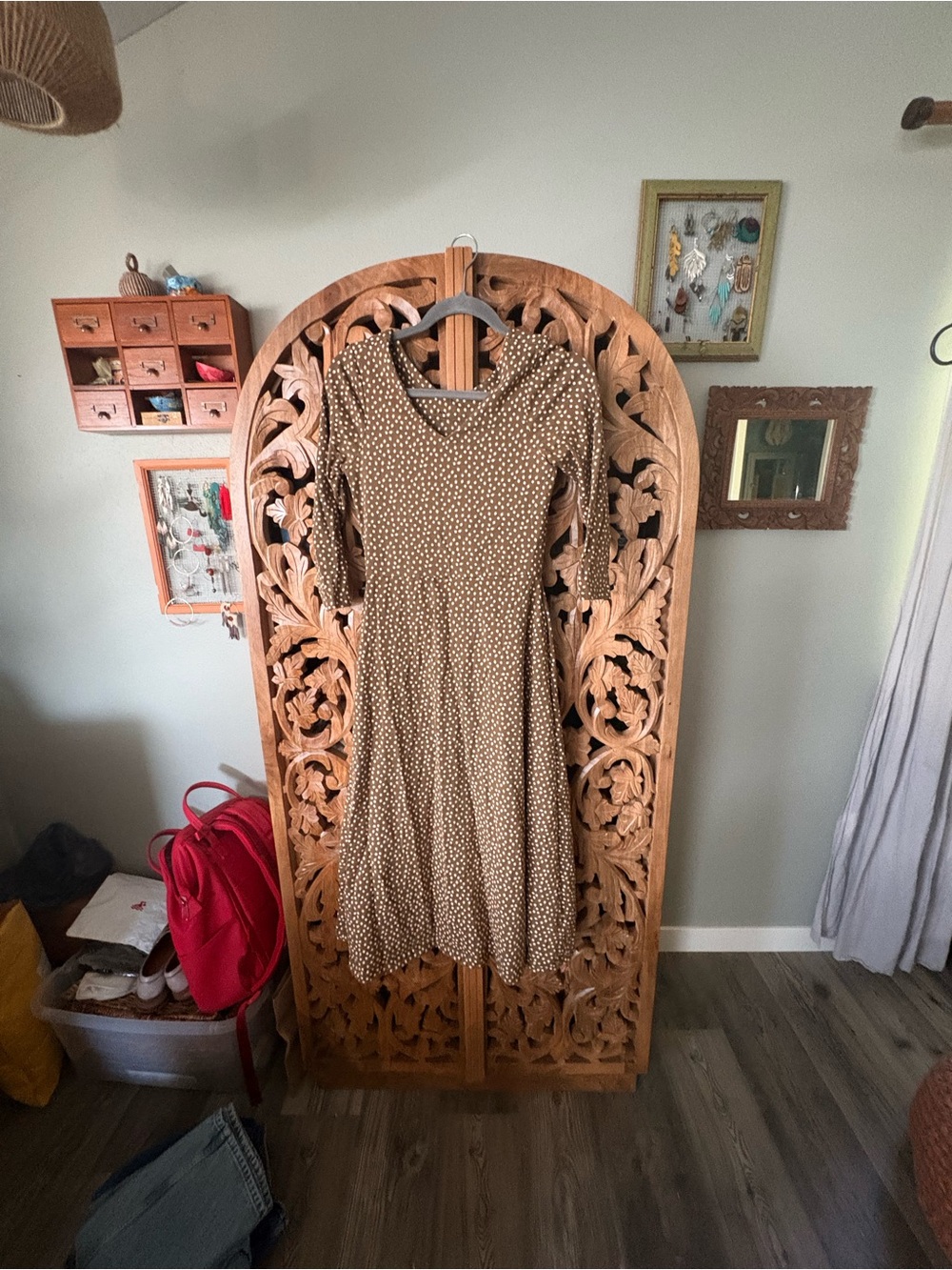Pact Brown Long Sleeve Midi Dress